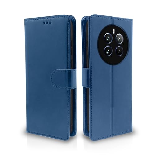 Image of Pikkme Flip Cover for Realme 12 Pro 5G / 12 Pro Plus 5G | Leather Finish | Shockproof with Card Pockets & Wallet Stand | Ultimate Protection Case(Blue)