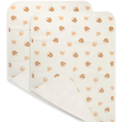 Image of Waterproof Crib Pad, Washable Baby Cotton Changing Pads,39 inchX27 inch(2 Pack), Pee Proof Mattress Cover Toddler Bed, Toddler Mattress