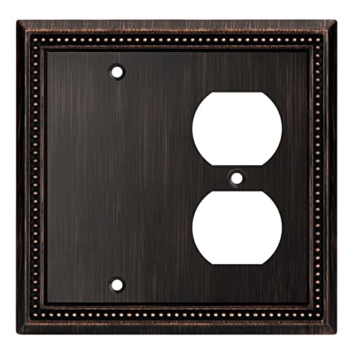 Image of Henne Bery Sunken Pearls Heavy Duty Decorative Wall Plate Switch Plate Outlet Cover (Blank /Duplex, Aged Bronze)