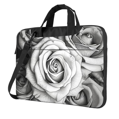 Housse antichoc pour ordinateur au motif rose noir et blanc alliant style et protection
