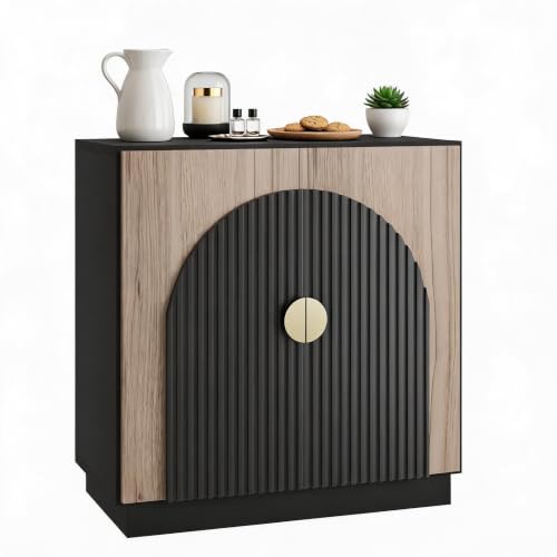 Image of GarveeMore Small Sideboard with Arched Doors and Adjustable Shelves, Modern Sideboard Storage Cabinet, Living Room Cabinets for Storage, Accent Buffet Cabinet for Living Room and Dining Room