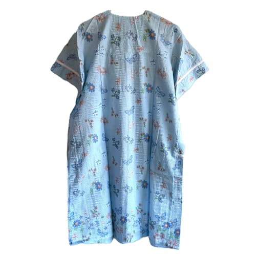 Image of AmeriMark Women Calf-Length Snap Front Knit Duster House Coat Robe - Loose-Fitting Plush Bathrobe - Short Sleeve Bath Robe