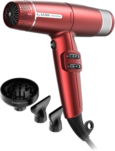 GA.MA Italy Professional, Suszarka iQ Lite Czerwona, Ultralekka suszarka z bezszczotkowym silnikiem o 110.000 obrotów/min, Technologia Oxy-Active dla lśniących włosów bez puszenia się, Moc 1500 W
