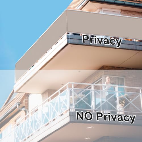Image of Sunnylaxx Balcony Privacy Screen for Protection 80 x 400 cm, Privacy Screen, Privacy Screen for Balcony and PES for Balcony Garden Terrace, with Eyelets and Strap, Taupe
