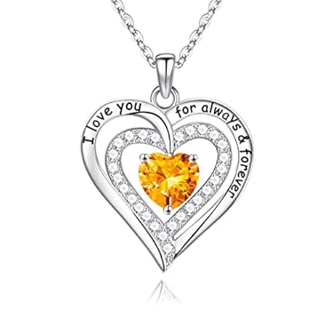 AMAZON - November Birthstone Jewelry Necklace for Women, Sterling Sliver Birthstone Citrine Heart Necklace Unique Birthday Christmas Gifts for Mom Women Teen Girl Grandma Sister Wife Friends from Daughter