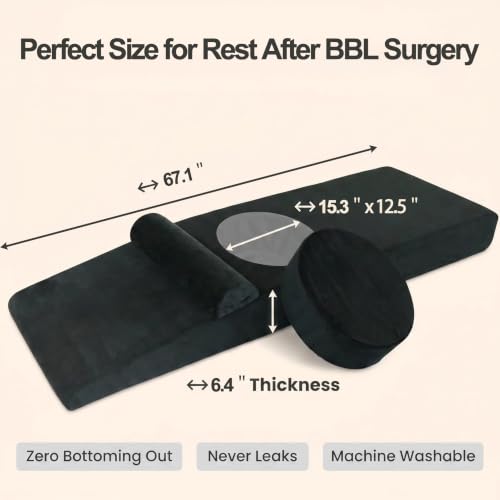 Ultra-Thick 6.4" BBL Bed for After Surgery -HD Foam with Extra Wide Hole — view 2