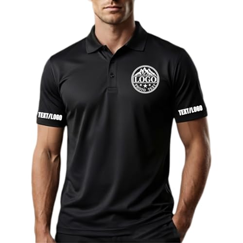 Custom Polo Shirts Design Your Own Custom Golf Shirts Personalized Work Polo Shirt with Text Logo Photo Name X-Small Black