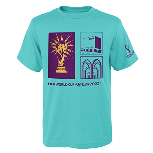 Outerstuff Youth & Kids FIFA World Cup Around The World Short Sleeve Tee, Turquosie, Youth Medium-10/12 by Outerstuff - Used condition - US$8.43