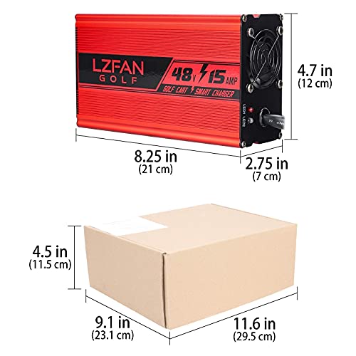 Lzfan 48V 15 Amp Golf Cart Charger, Golf Cart Battery Charger For 48 Volt Club Car, Ezgo With Crowfoot Plug #TOP7