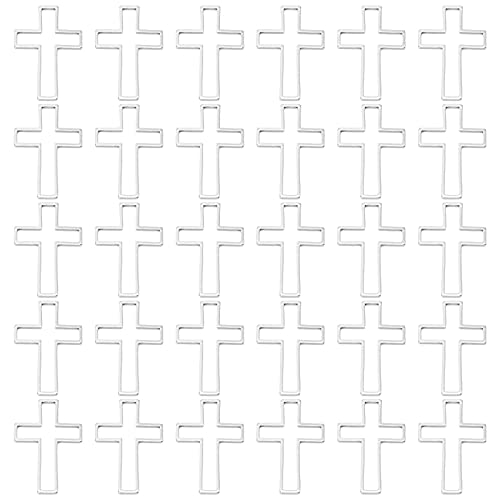 30Pcs Open Bezels, Stainless Steel DIY Hollow Frame Pendants, Cross Adhesive Shaped Frame Jewellery Necklace Accessory for Jewelry Making(26 X 16cm)