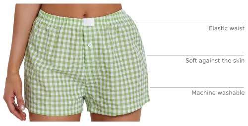 Image of Womens Boxer Shorts Y2k Lounge Pj Shorts Low Rise Striped Pajamas Sleep Lounge Plaid Gingham Micro Short Pants