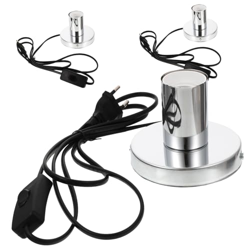 SHINEOFI Lot De 3 Douilles De Lampe E27 En Aluminium Poli Cordon 1,8 m Et Interrupteur Bouton Pour Lampes De Table Et Lampadaires, Support Stable Antidérapant, Compatible Ampoules Led Et Halogènes