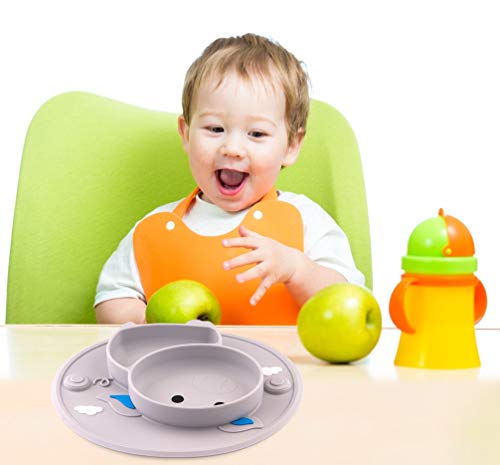 Baby Silicone Plate, Toddler Suction Plates Mini Plate Placemat For Kids And Infants Self Feeding, Bpa Free, Microwave & Dishwasher Safe (Gray) #TOP5