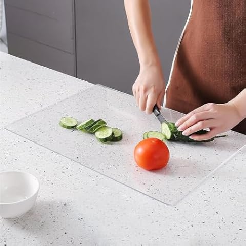 Abrihome Acrylic Cutting Board with Counter Lip, Clear Non slip Acrylic Cutting Board for Kitchen Countertop Protection(12.8"X16.7") Cover