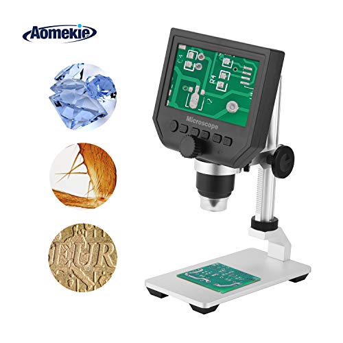 Aomekie LCD Digital Microscope with 4.3" Screen 1080P Soldering Microscopes 1-600X Zoom