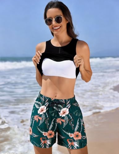 Inno Tankini Swimsuits for Women 2 Piece Bathing Suit Swim Tops and Shorts | Built-in Bra; Tankini Top with Ruched Design; Swim Short with 2 Pockets; Elastic Waistband; Quick-dry; Chlorine-resistance — view 6