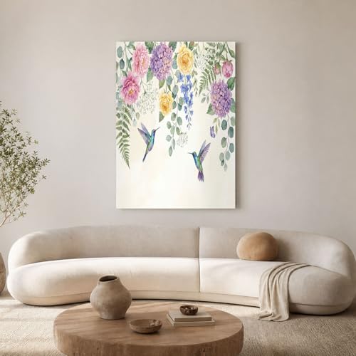 Toile pivoine rose 60x90cm pour rompre la monotonie d'un mur blanc - Style aquarelle