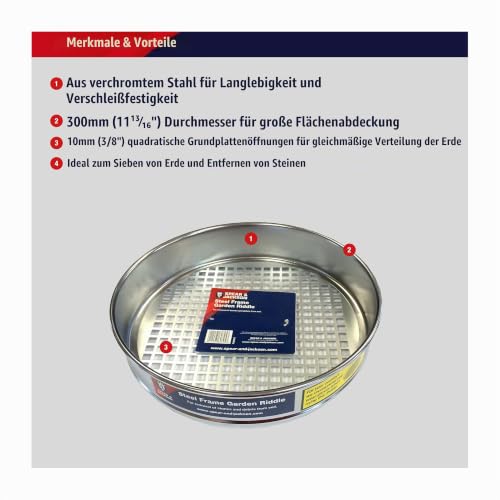 Spear & Jackson Riddle Gartensieb aus verchromtem Stahl, 330 mm, 10 mm Maschen – Ansicht 2
