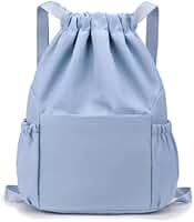 Mochila Esportiva Bolsa Treino Tipo Saco Fechamento Em Cordão Mochila Academia Sacola Resistente À água Alça Ajustável Com Compartimento Marca Appari (Azul Claro)