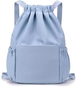 Mochila Esportiva Bolsa Treino Tipo Saco Fechamento Em Cordão Mochila Academia Sacola Resistente À água Alça Ajustável Com Compartimento Marca Appari (Azul Claro)