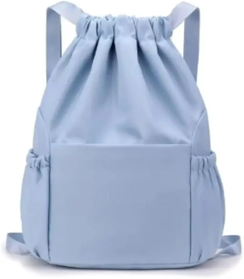 Mochila Esportiva Bolsa Treino Tipo Saco Fechamento Em Cordão Mochila Academia Sacola Resistente À água Alça Ajustável Com Compartimento Marca Appari (Azul Claro)