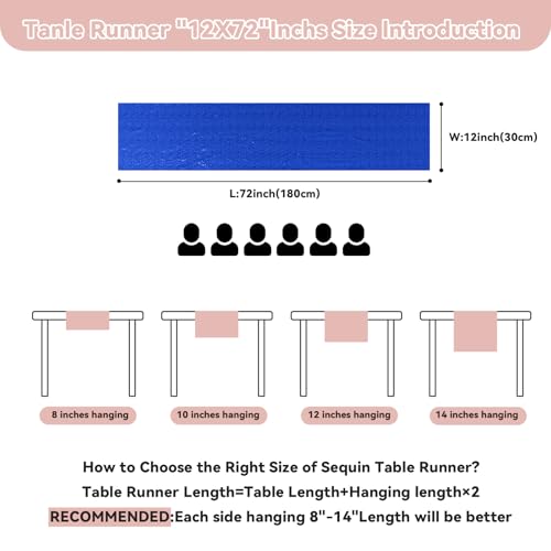 Sugargirl 10 Packs 12 x 72 inches Sequin Table Runner, Glitter Royal Blue Table Runner for Birthday Party Supplies Wedding Holiday Celebration Event Decorations by Sugargirl - Used condition - Image 3