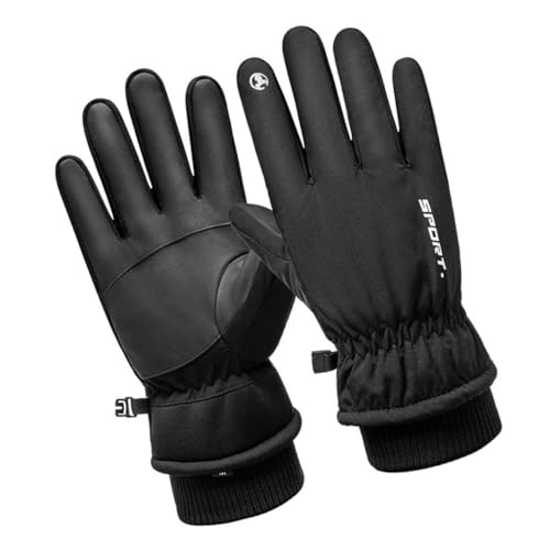 Beatifufu Thick Long Staple Cotton Ski Gloves Men's Winter Warmth Riding Mittens Snowproof Cycling Gloves