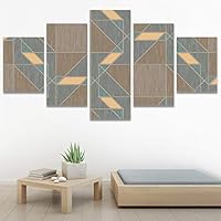 SIGNWIN 5 Panel Canvas Wall Art Modern Art Contemporary Dramatic Geometric Mixed Media Multicolor Patterns for Home Decorations Ready to Hang - 60