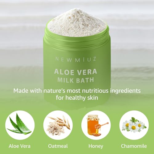 New Miuz Creamy Oats Milk Bath Soak Hydrate Moisturize Soften Skin Aloe Vera Honey Chamomile Luxury Spa Bath Salt Christmas Birthday Relaxation 300 Grams