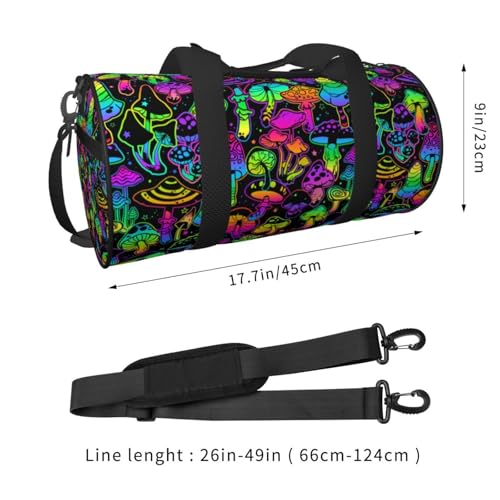 Bright Mushrooms Round Travel Duffel Bag Large Capacity Gym Sports Bags for Hiking Vacation Trips4