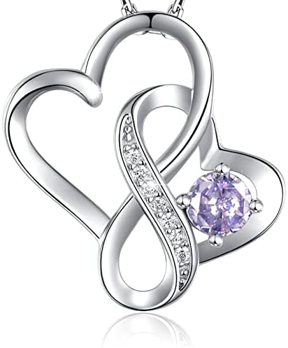 Zes-Husa Infinity Pendant Forever Love Necklace in Sterling Silver for Women Girls,June Birthstone Alexandrite Jewelry Gift for Her Wedding Anniversary Engagement