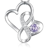 Zes-Husa Infinity Pendant Forever Love Necklace in Sterling Silver for Women Girls,June Birthstone A