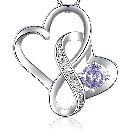 Zes-Husa Infinity Pendant Forever Love Necklace In Sterling Silver For Women Girls,June Birthstone Alexandrite Jewelry Gift For Her Wedding Anniversary Engagement #TOP2