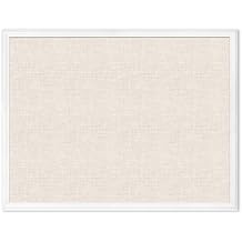 U Brands Farmhouse Linen Bulletin Board, 40" x 30", White Wood Style Frame, Industrial Grade Pinning Surface