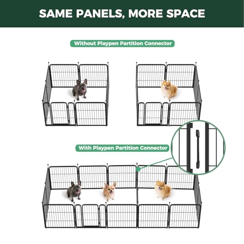 Image of FXW Rollick Unleashed Dog Playpen for Indoor, Yard, RV Camping, 24 inch 16 Panels Dog Pen with Connectors (Pack of 2) for Small and Puppy Dogs, Black│Patented