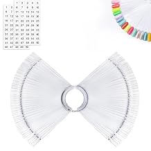 MEFA 100 Pcs Clear Nail Swatch Sticks with Ring and Numbered Tips, False Nail Sample Sticks for Nail Art Polish Color Practice Fan-shaped Display