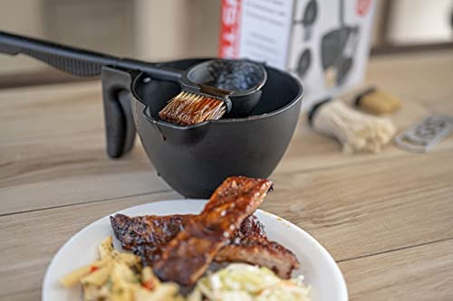 Tomahauk Ultimate Sauce Delivery System - Ladle Spoon Silicon Brush Boar Bristle Brush Mop Brush Basting Brush Pastry Brush With Sauce Bowl Grilling Gifts For Dad Men #TOP6