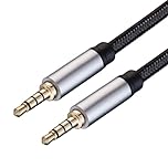 PENCILUPNOSE 1m 3.5mm TRRS Male to Male Aux Braided Cable Audio Mic Lead 4-Pole Lead Headphone Compatible with Xbox PS4 PS5 Laptop PC TV MP3 Car Aux Microphone Headset Earphone Speaker