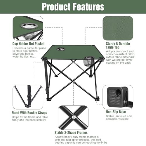 Mesa de Camping Plegable Wilytyres GPCT2096-0130 Verde miniatura 6
