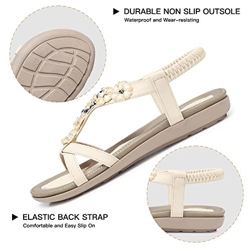 Image of SHIBEVER Dressy Flat Women Sandals: Comfortable Arch Support Womens Sandal