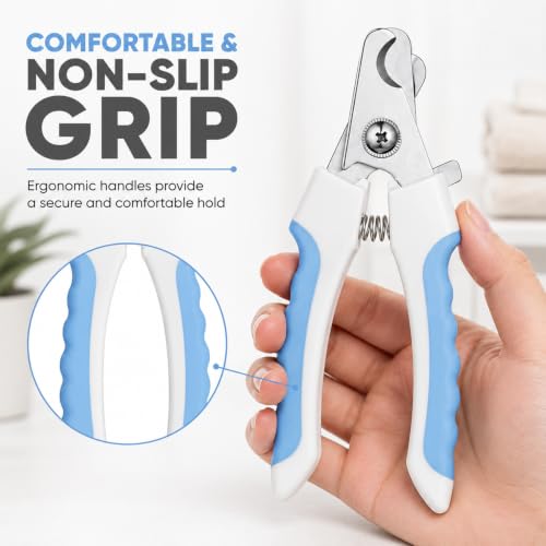 Image of Emily Pets Dog Nail Clippers Professional Pet Nail Clipper & Trimmers with Safety Guard to Avoid Over Cutting, Grooming Razor with Nail File for Medium and Large Dog and Cat, Red