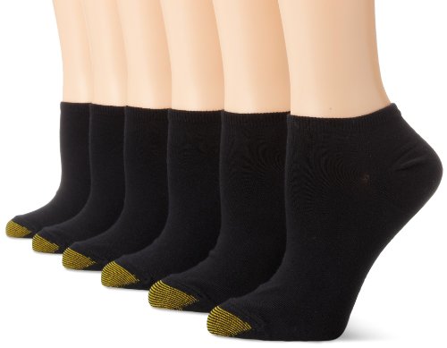 Gold Toe Women's 6 Pack Pair Jersey Liner Socks, Black, One Size
