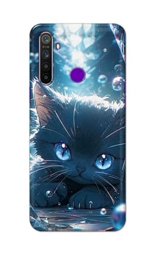 Image of Printed Hard Back Cover Case for Realme 5 | Realme 5s | Realme 5i | Realme Narzo 10 Back Cover (Cute Cat) -1111