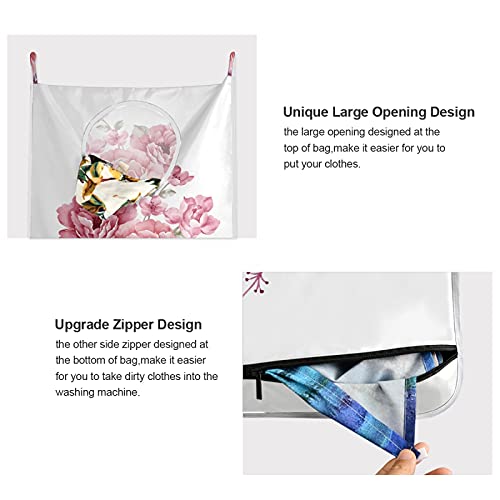Tatenale Floral Hanging Laundry Hamper Over The Door Wall Oxford Fabric Cute Hanging Laundry Clothes Bag, 29.5X20Inch 1Pcs #TOP3