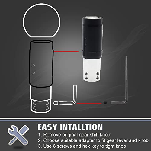 Top10 Racing Automatic Shift Knob Universal Compatible With Button Automatic Transmission, Give For Boyfriend Carbon Pattern Gear Shift Head With Gift Box Round Aluminum Silver #TOP5