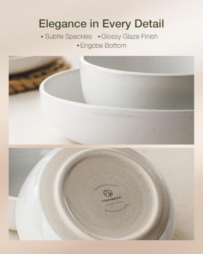 Image of Famiware Milkyway Dinnerware Sets, 24 Piece Dish Set, Plates and Bowls Sets for 8, White