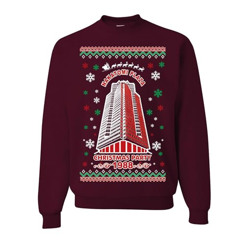 wild custom apparel Have A Merry Ugly Christmas Sweater Crewneck Sweatshirt, Maroon, Large