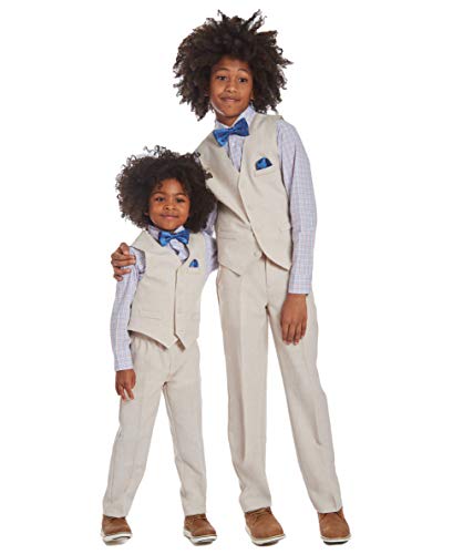Image of Nautica Boys' 4-piece Formal Suit Set with Vest, Pants, Collared Dress Shirt, and Tie