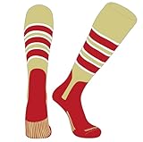 PEAR SOX OTC Baseball Softball Stirrup Socks (C, 7in) Vegas Gold, White, Red, Red