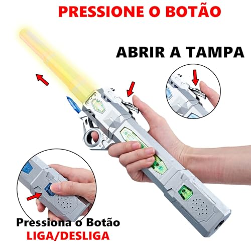 Brinquedo Espada Sabre de Luz Star Guardian Infantil Recarregável 7 Cores Som Polibrinq (Vermelho)